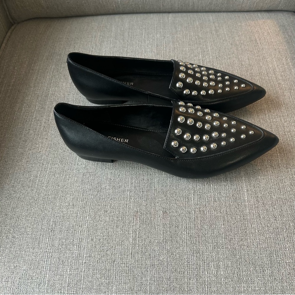 Marc Fisher Women’s Lalita2 Studded Black Pointed Loafers - Size 6